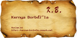 Kernya Borbála névjegykártya